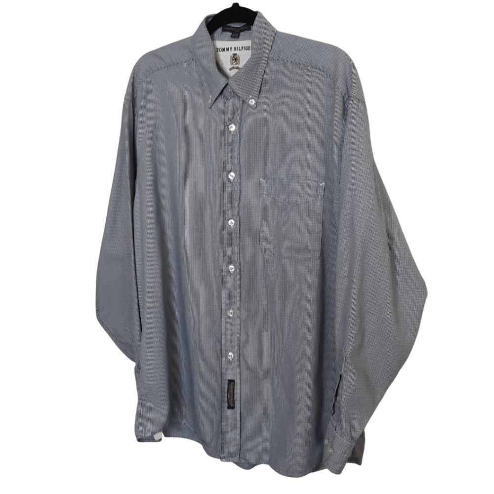 Tommy Hilfiger Shirt‎ Linen Dress Checks Button Down XL